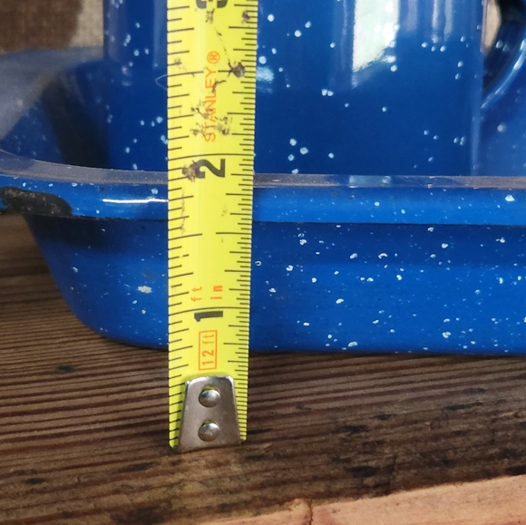 Vintage Blue Enamelware Small Baking Pan and Cup Camping - Picture 8 of 9